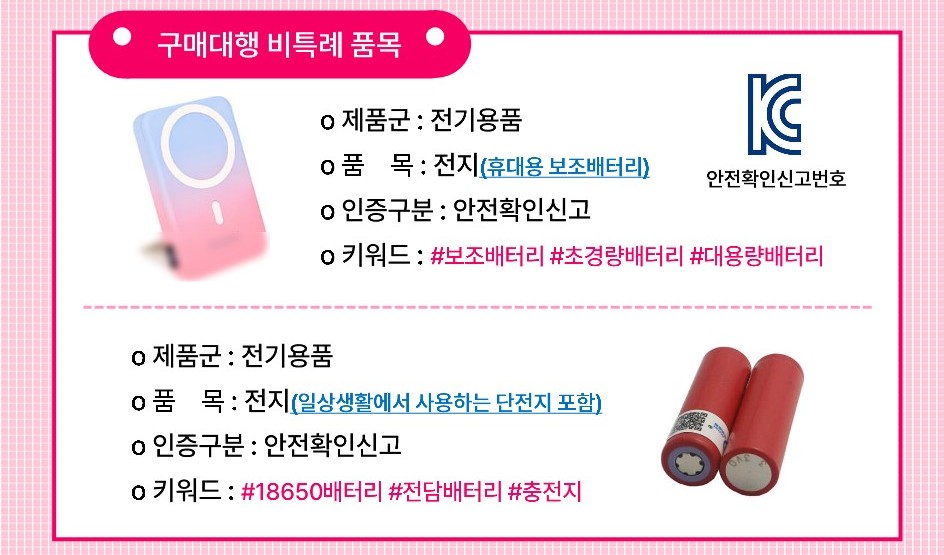 구매대행 비특례품목 위해제품정보