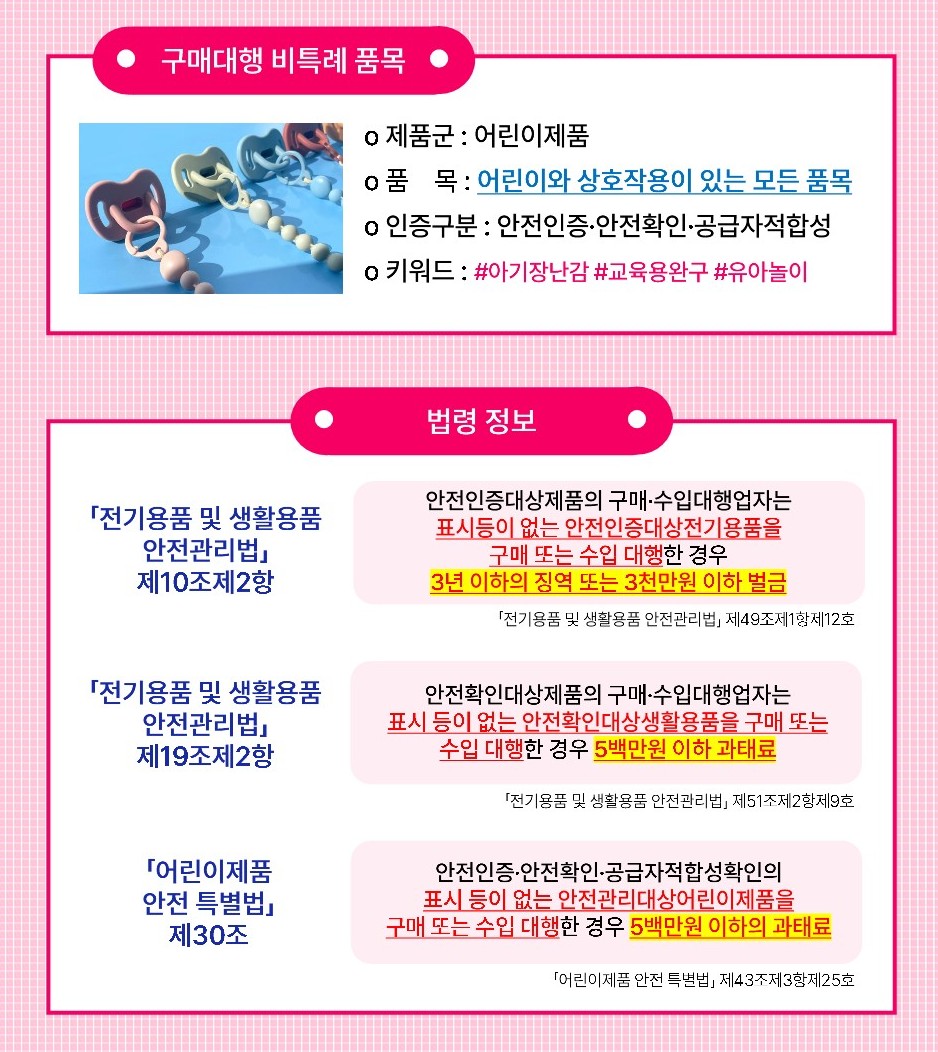 구매대행 비특례품목 위해제품정보